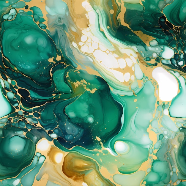 Uma imagem colorida de um líquido de cor verde e amarela.