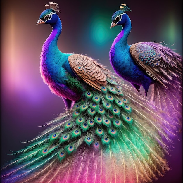 Uma imagem colorida de um pavão com a palavra pavão nele.