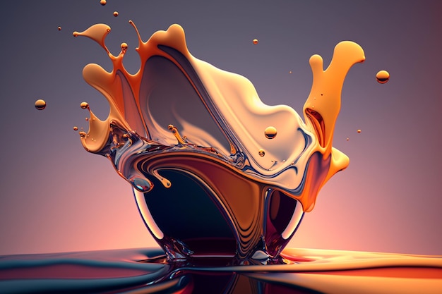 Uma imagem colorida de uma bola com líquido laranja