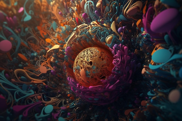 Uma imagem colorida de uma esfera com a palavra nela