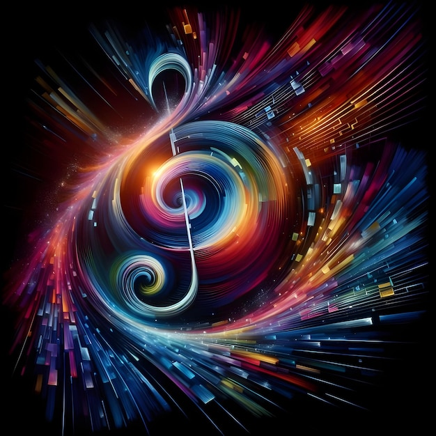 Foto uma imagem colorida de uma espiral com a palavra música sobre ele