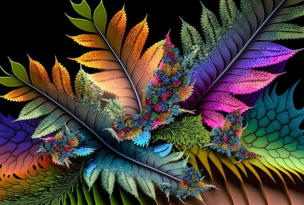 Uma imagem colorida de uma planta com a palavra "on it"