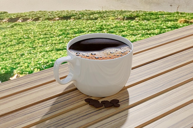 Uma imagem de caneca de café 3D que pode ser usada para montar uma imagem.