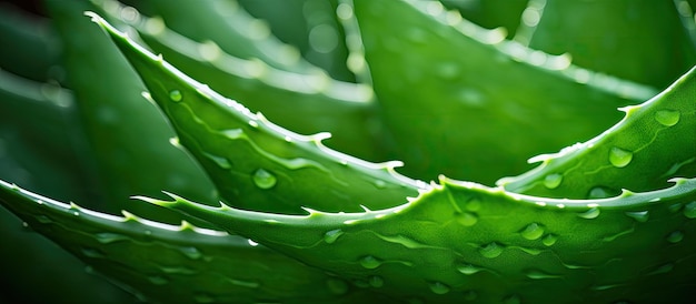 Uma imagem de close-up extrema de uma planta de aloe vera verde capturada em fotografia fullframe