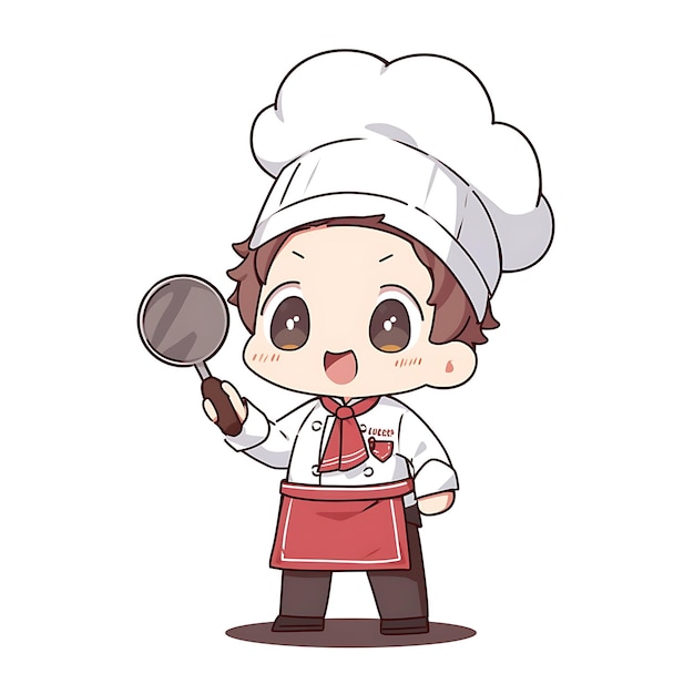 uma imagem de desenho animado de um cozinheiro com uma colher na mão