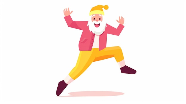 uma imagem de desenho animado de um homem em um traje de Papai Noel fazendo uma pose de ioga generativa ai