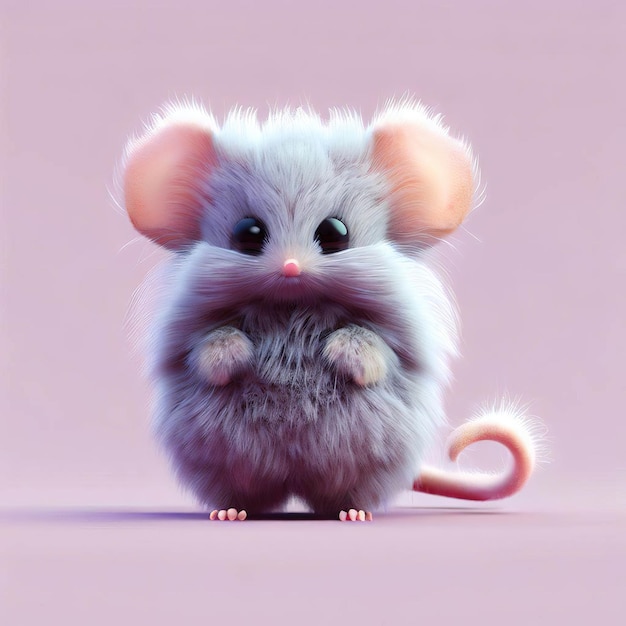 Foto uma imagem de desenho animado de um mouse com um fundo rosa.