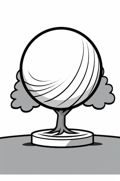 uma imagem de desenho animado de uma bola branca em um pedestal generativo ai