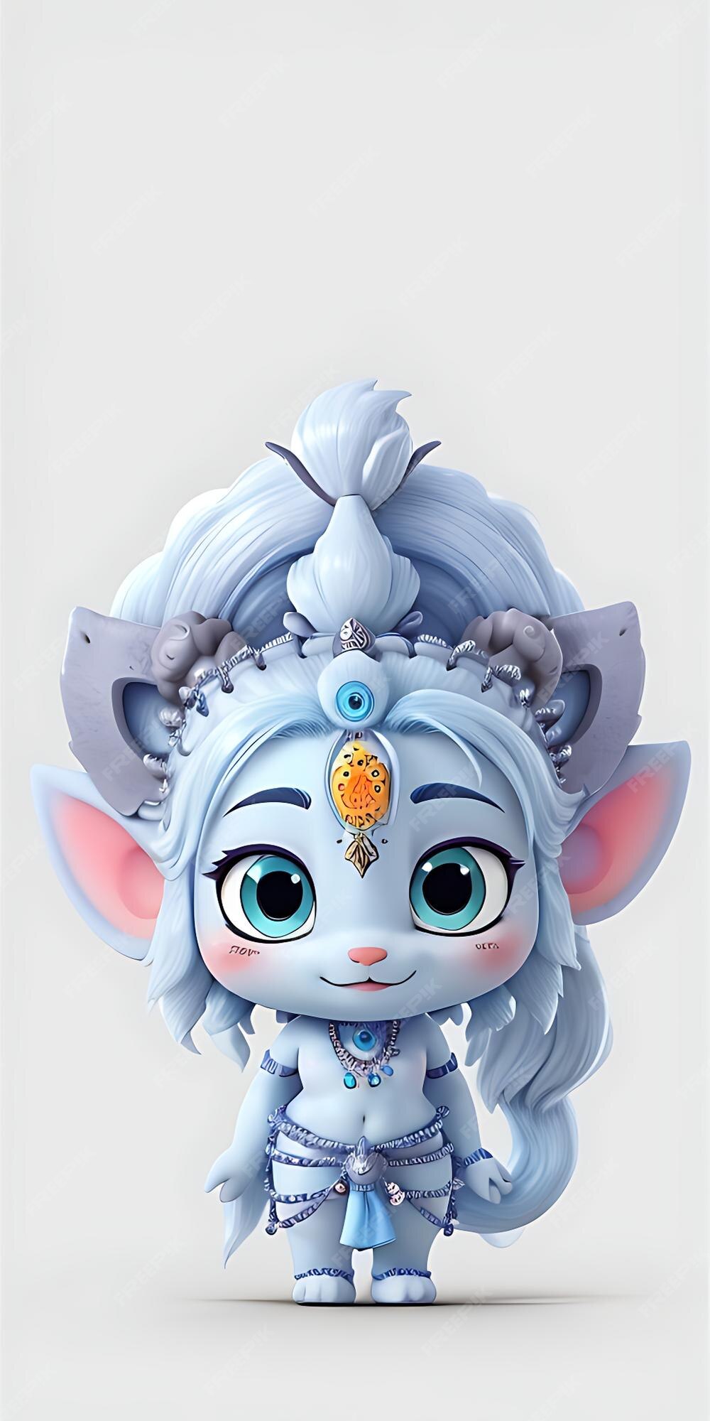 Baixe Boneca Kawaii Azul e Branca Fofa na Bolha PNG - Creative Fabrica