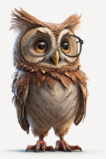 Uma imagem de desenho animado de uma coruja usando óculos