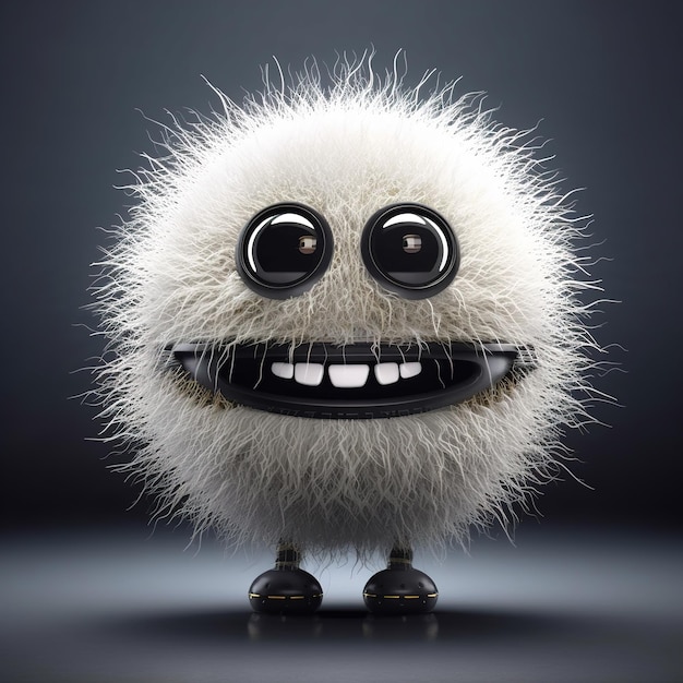 Uma imagem de desenho animado de uma criatura branca e fofa com olhos negros