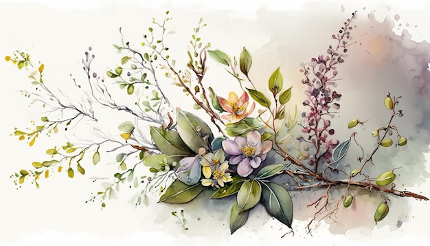 Uma imagem de flores de primavera com um ramo