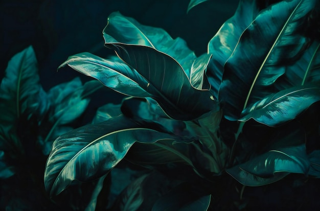 Uma imagem de folhas em um quarto escuro