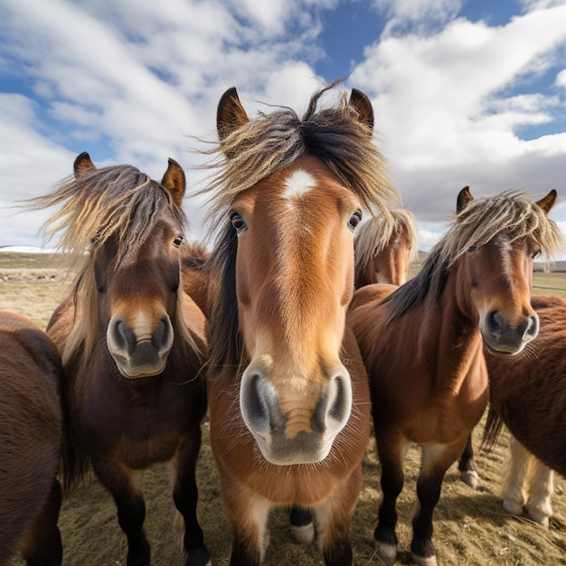 uma imagem de foto em close-up de um cavalo com cabelos longos