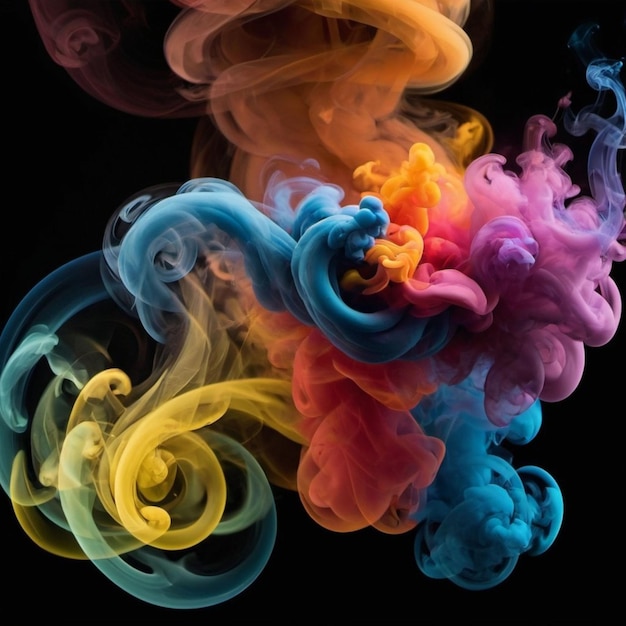 Foto uma imagem de fumaça colorida de arco-íris com a palavra cores sobre ele