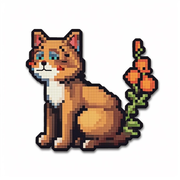 Feito à mão pixel arte 32x32 pontos diy pintura gato dos desenhos