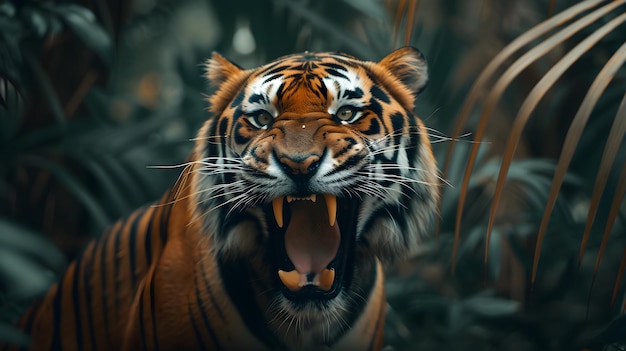 uma imagem de retrato cinematográfico e dramático para o tigre
