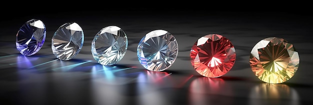 Foto uma imagem de três diamantes com um deles marcado azul e vermelho.