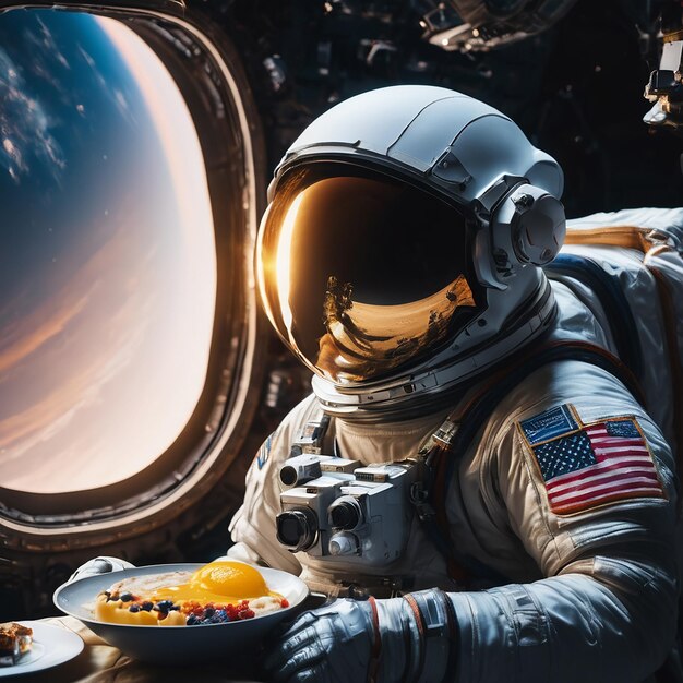 Foto uma imagem de um astronauta flutuando sobre um rio.