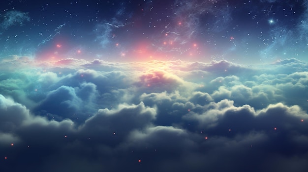 uma imagem de um céu com estrelas e nuvens