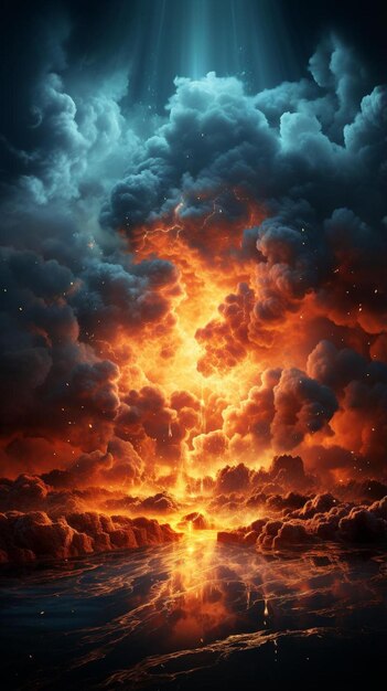 Foto uma imagem de um céu de fogo com nuvens