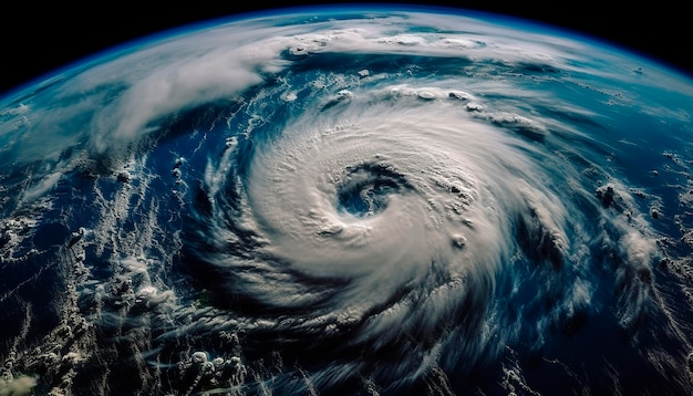 Uma imagem de um ciclone tropical sobre a terra.