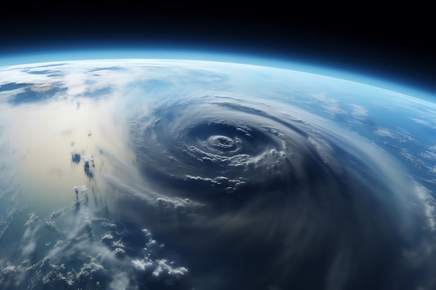 Uma imagem de um ciclone tropical sobre a terra.