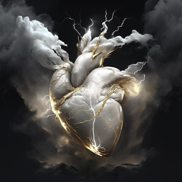 Uma imagem de um coração com um raio e um raio.
