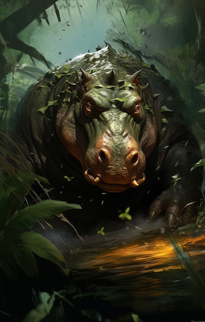 Foto uma imagem de um crocodilo com um dragão no fundo