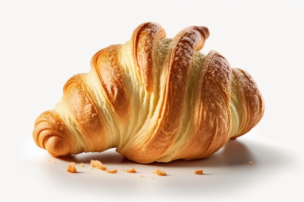 Uma imagem de um croissant fresco em branco