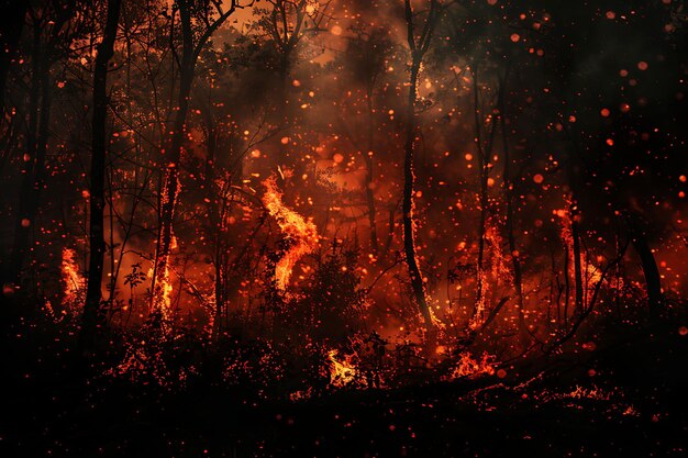 uma imagem de um incêndio florestal com um incéndio florestal no fundo