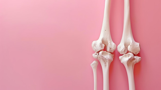 Foto uma imagem de um osso com um fundo rosa
