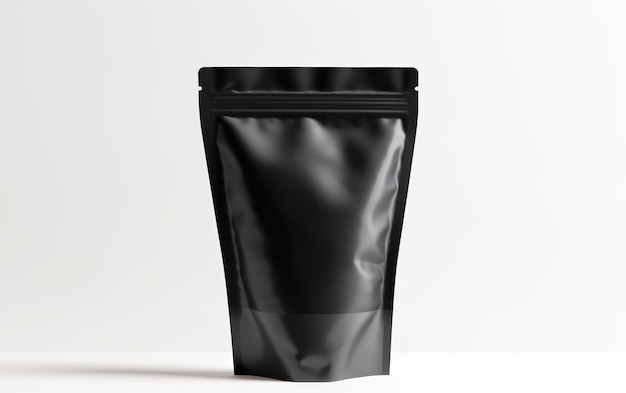 Uma imagem de um saco de embalagem preto vazio pronto para marcação