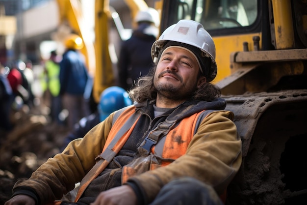 Uma imagem de um trabalhador da construção em uniforme