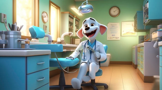 Uma imagem de um veterinário realizando uma limpeza dental em um animal de estimação