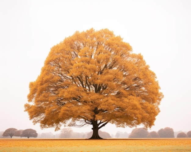 uma imagem de uma árvore solitária no meio de um campo