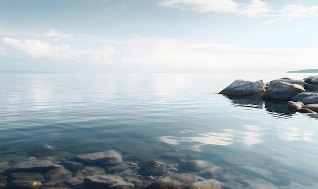 Uma imagem de uma bela paisagem marítima com ondas calmas e um horizonte agradável Generative AI