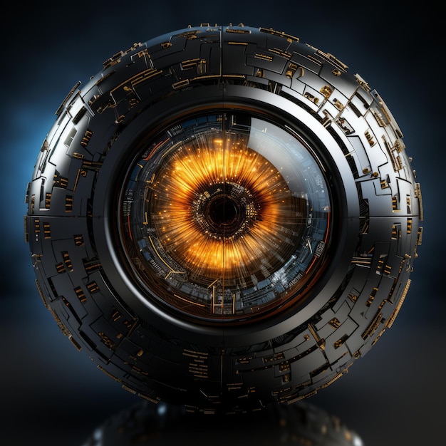 uma imagem de uma bola futurista com um olho brilhante