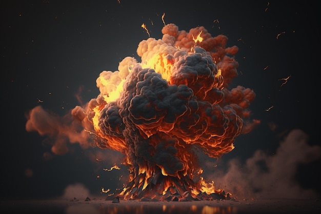 Uma imagem de uma bomba em chamas com a palavra nuclear nela