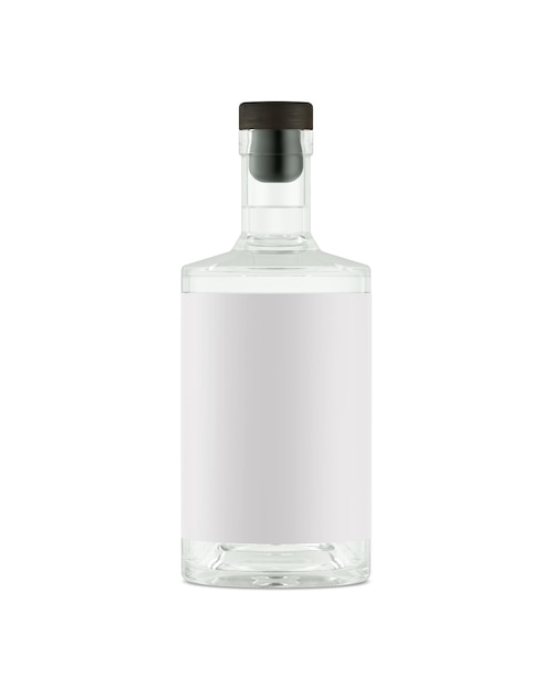 Uma imagem de uma garrafa de vidro com rótulo isolado em um fundo branco