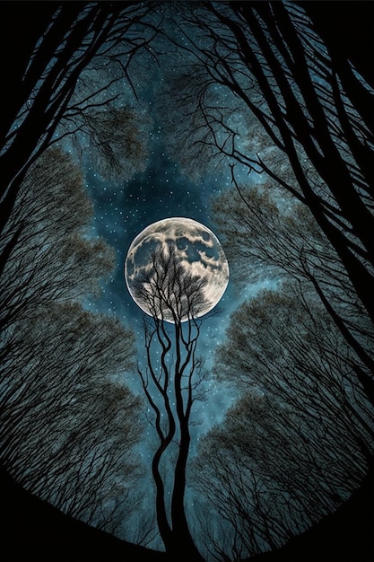 Uma imagem de uma lua cheia no céu noturno generative ai