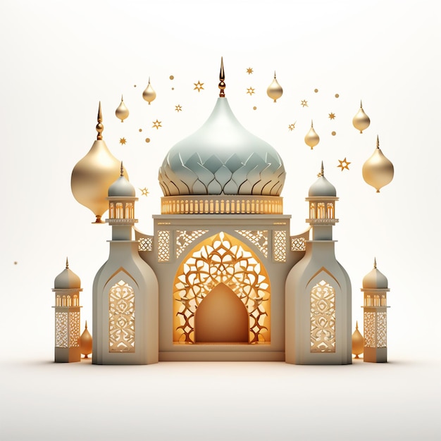 uma imagem de uma mesquita com uma grande cúpula no topo