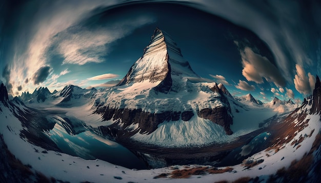 Uma imagem de uma montanha coberta de neve