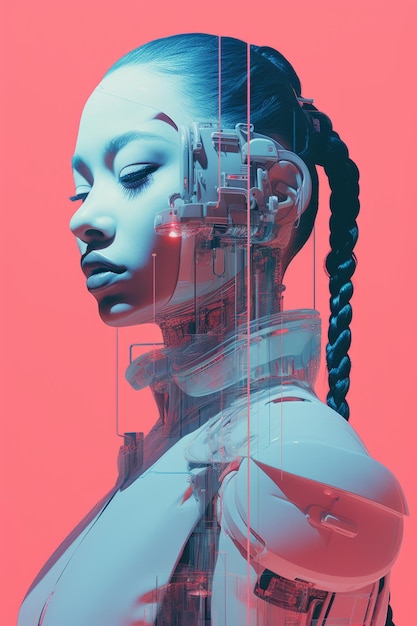 uma imagem de uma mulher em uma roupa de robô