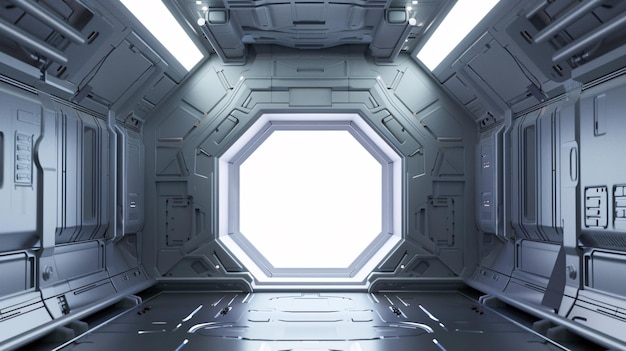 uma imagem de uma nave espacial com uma janela que diz espaço Abra a porta da nave espacial com branco