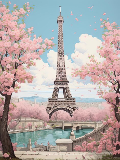 uma imagem de uma torre com as palavras Torre Eiffel sobre ela