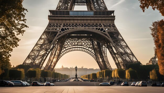 uma imagem de uma torre que tem um sinal que diz Paris sobre ele