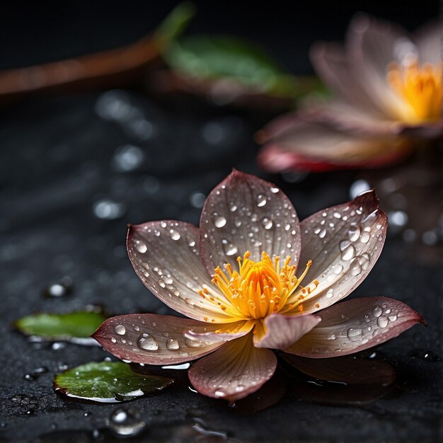 Foto uma imagem detalhada de alta qualidade de uma bela flor exótica em um galho castanho escuro