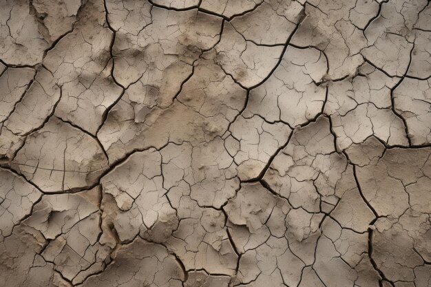 Uma imagem detalhada mostrando a visão em close-up de uma superfície rachada de terra Uma textura desgastada e rachada de solo seco AI Gerado