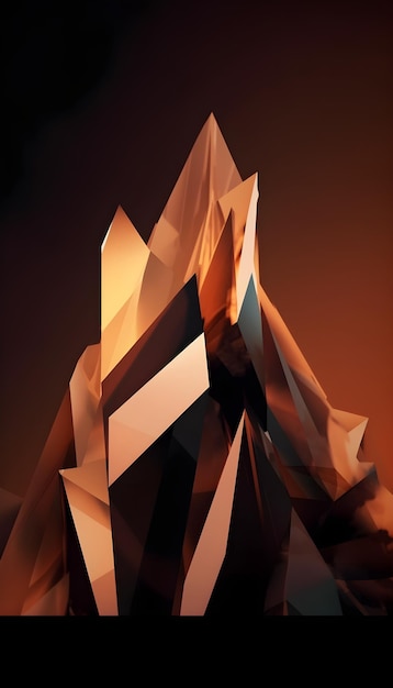 Uma imagem digital de uma montanha com uma pirâmide